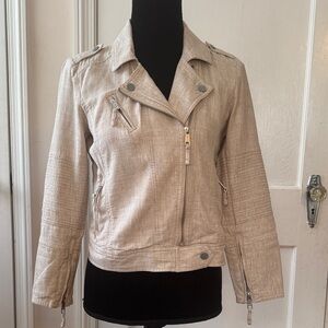 LOFT Tan Linen Moto Jacket Size XS